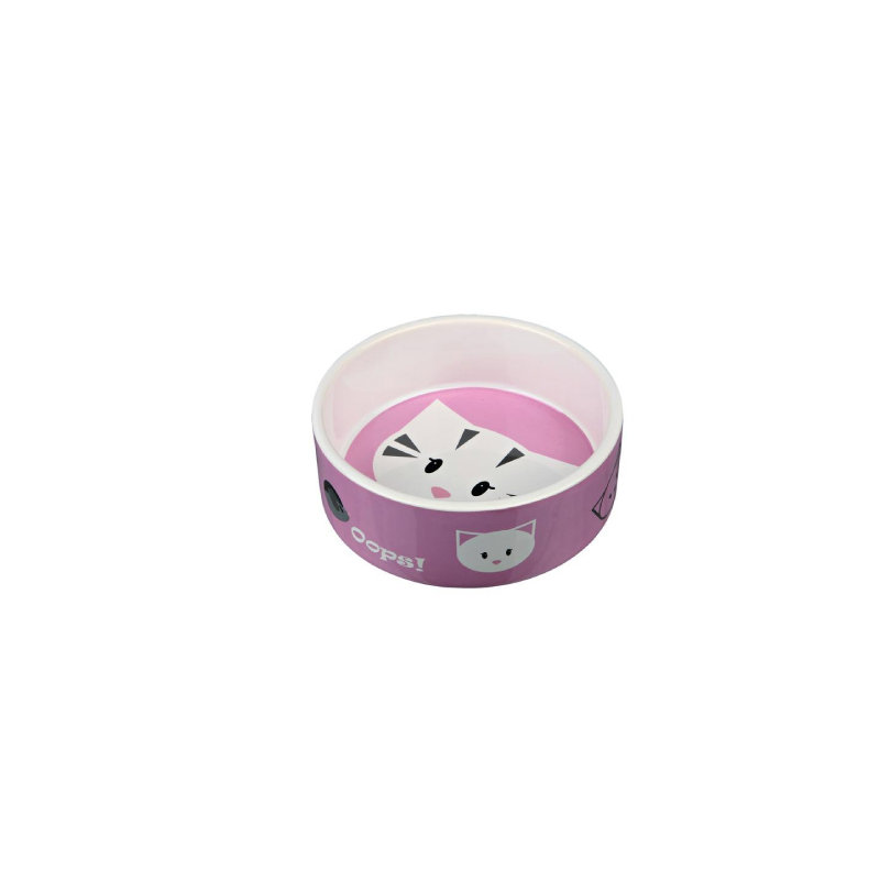 Trixie Mimi Pişik üzü Motivli Keramika Qab (Qida, Su Üçün), Dishwasher-Safe, 0.3 l, Diametr 12 sm, Müxtəlif Rənglər