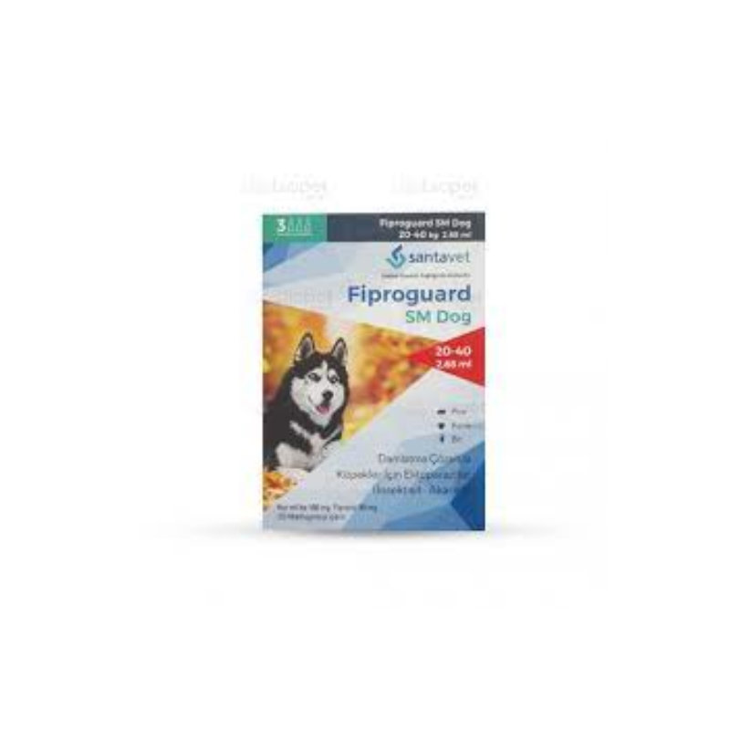 Santavet Fiproguard SM для собак весом 20–40 кг — капли «Spot-On» от внешних паразитов, 2,68 мл × 3 пипетки