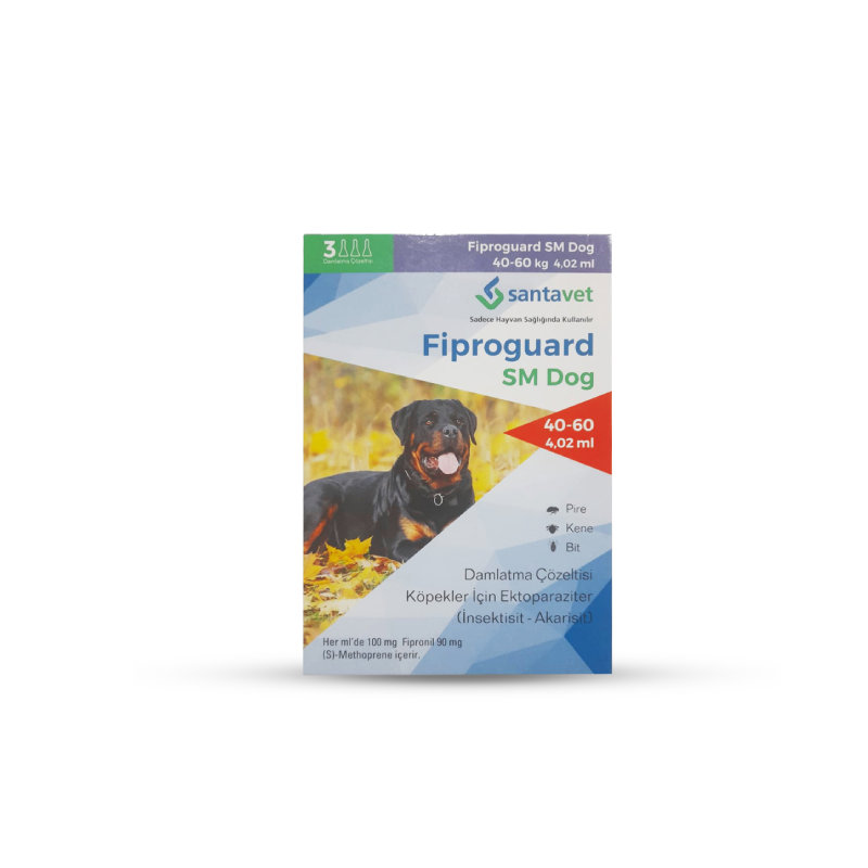 Santavet Fiproguard SM Dog 40–60 kq İtlər üçün Xarici Parazit Damcısı (Spot-On), 4,02 ml × 3 pipet