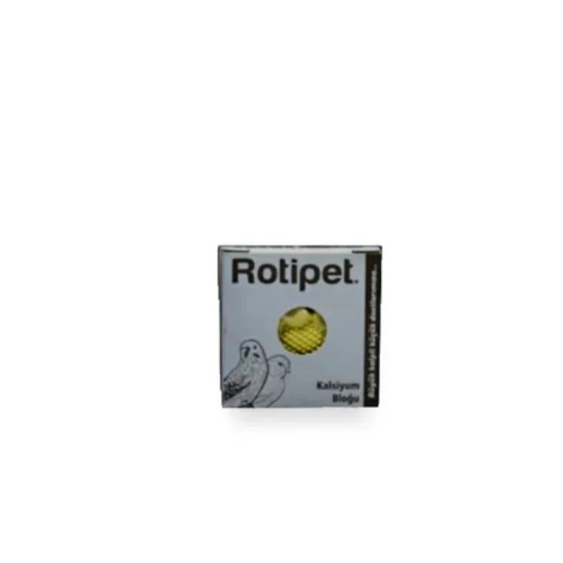Rotipet «Кальциевый блок» (для костей) — минеральная добавка для птиц, содержащихся в клетках — желтый