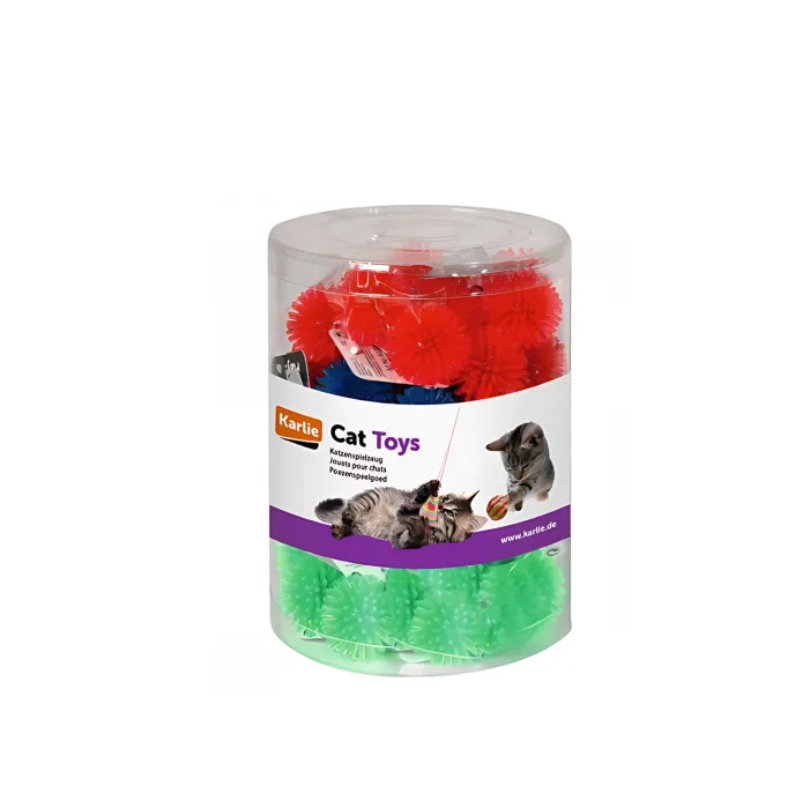 Karlie Beeztees Nixon Spike Ball Pişik üçün Kirpi Fiqurlu Plastik Top Oyuncağı, Ov İnstinktini Stimullaşdıran, 3.5 sm, Müxtəlif Rənglər