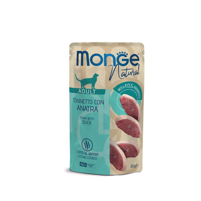 MONGE «Натуральный тунец и утка» — влажный корм для взрослых кошек, 80 г