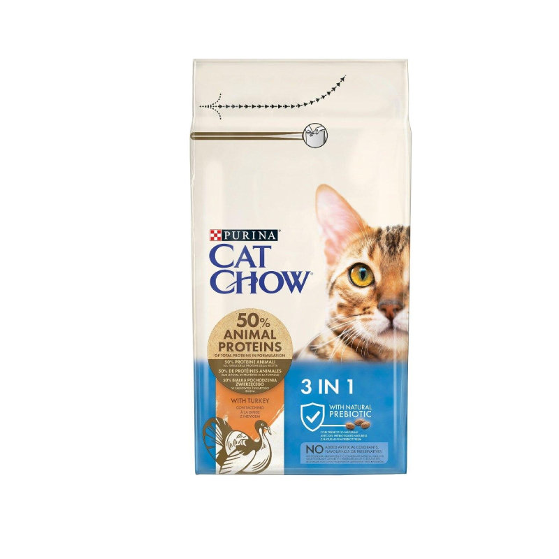 Сухой корм Purina Cat Chow 3-в-1 с индейкой для взрослых кошек