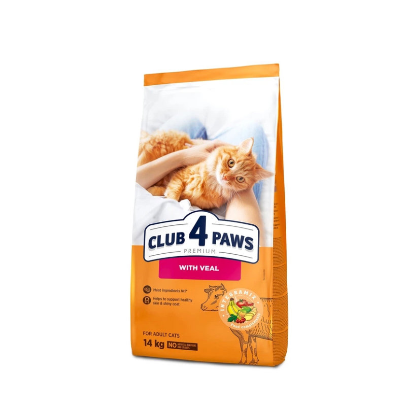Club 4 Paws Premium Yetkin Pişiklər üçün Dana Ətli, Düyü, Qarğıdalı Tərkibli Tam Quru Yem, Kq