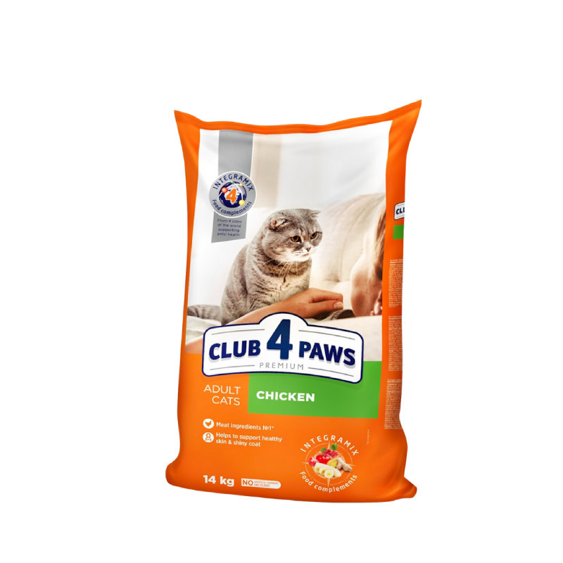 Club 4 Paws Premium Yetkin Pişik üçün Toyuq Ətli, Düyü, Qarğıdalı Tərkibli Tam Quru Yem, Kq