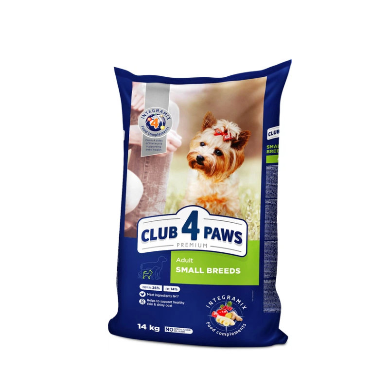 Club 4 Paws — сухой корм премиум-класса для взрослых собак мелких пород с курицей, рисом, кукурузой и ячменем, кг