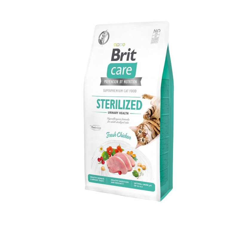 Brit Care «Sterilized Urinary Health» — беззерновой сухой корм для взрослых кошек с курицей, поддерживающий здоровье мочевыводящих путей