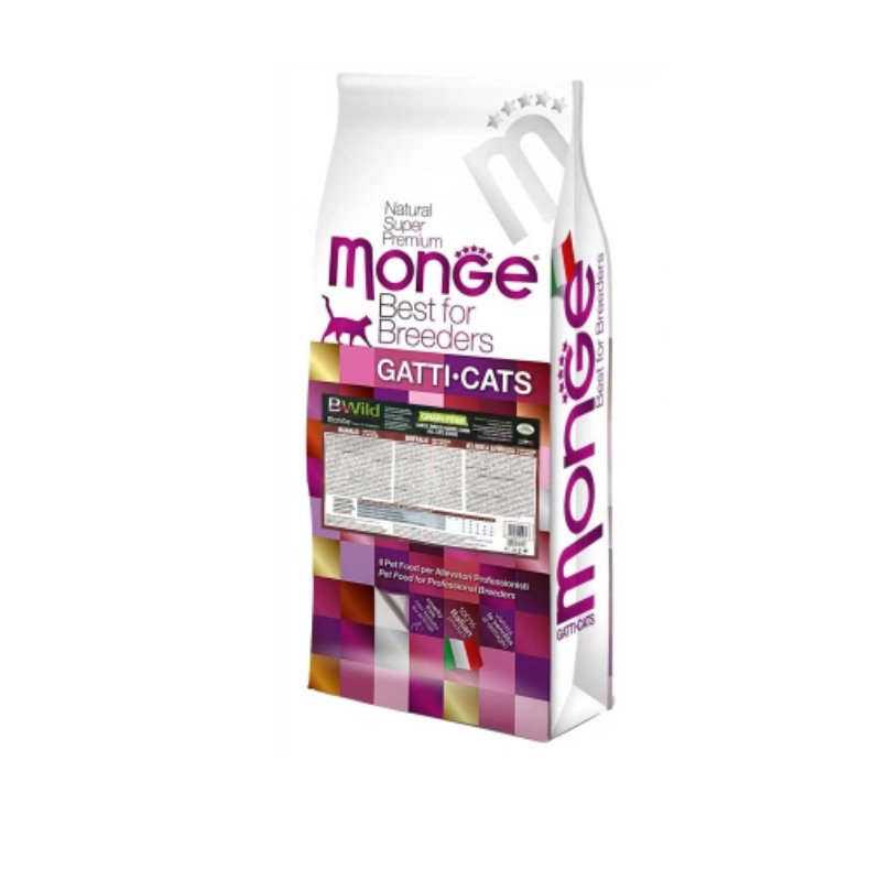 Monge BWild Cat — сухой корм без зерновых с мясом буйвола и козы для кошек крупных пород