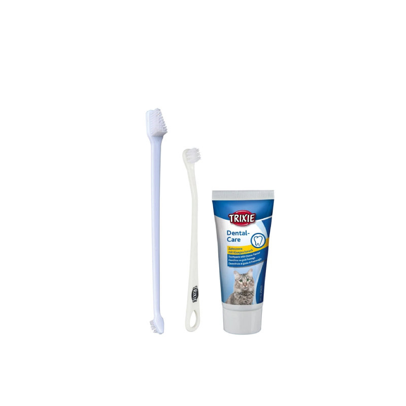 Trixie Dental Hygiene Set Pişik üçün 3-lü Diş Baxım Dəsti: Pendir Ətirli Diş Pastası 50 q