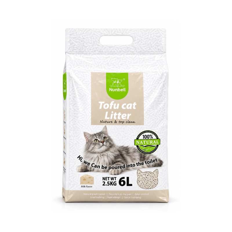 Nunbell Tofu Milk Flavor Pişiklər üçün Süd Ətirli Topalanan Bitki Mənşəli Tofu Pişik Qumu, 6L
