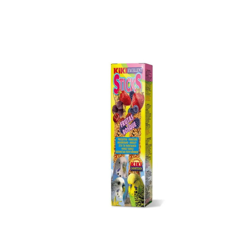 Kiki Excellent Sticks Frutas del Bosque Dalğalı Tutuquşular üçün Meşə Meyvəli Dənli Çubuq (2 ədəd), 60 q