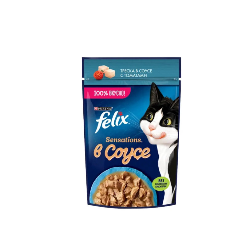 Felix Sensations «Скумбрия в томатном соусе» — влажный корм для взрослых кошек, 75 г
