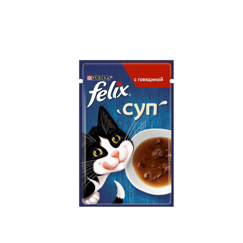 Felix Soup Mal Əti ilə Şorba, Yetkin Pişiklər üçün Əlavə Yaş Yem, 48q